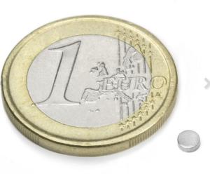 Disc Magnet diameter 3 mm, höjd 1 mm (20st) Nickelpläterad 210g styrka