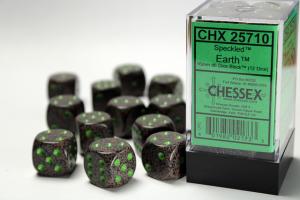 Speckled 16mm d6 with pips Earth Dice Block (12 dice)