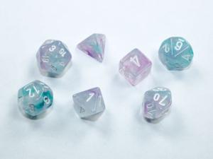 Nebula Mini-Polyhedral Wisteria/white 7-Die set