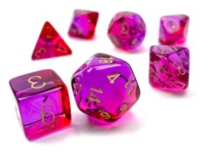 Gemini Polyhedral Translucent Red-Violet/gold 7-Die Set