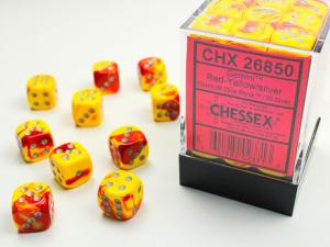 Gemini 12mm d6 Red-yello/silver Dice Block (36 dice)