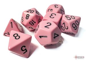 Opaque Polyhedral Pastel Pink/black 7-Die Set