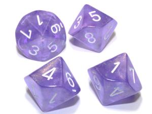 Borealis Purple/white Luminary Set of Ten d10s