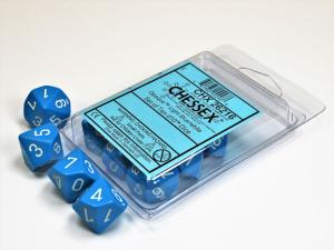 Opaque Polyhedral Ten d10 Set Light Blue/white
