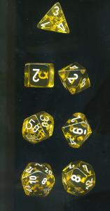 Translucent Polyhedral Yellow/white 7-Die Set