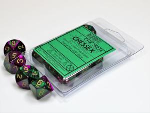 Gemini Green-Purple/gold Set of Ten d10s