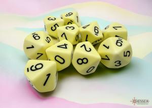 Opaque Pastel Yellow/black Set of Ten d10s