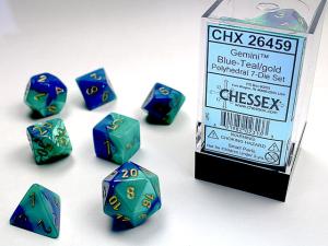 Gemini Polyhedral Blue-Teal/gold 7-Die Set