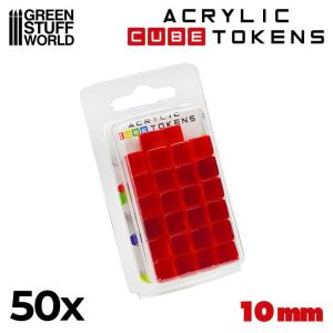 Red Acrylic Cube tokens 10mm