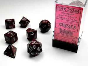 Speckled Polyhedral Silver Volcano 7-Die Set