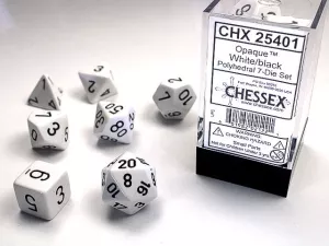 Opaque Polyhedral White/black 7-Die Set