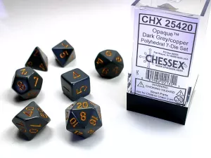 Opaque Polyhedral Grey/copper 7-Die Set