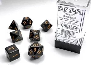 Opaque Polyhedral Black/gold 7-Die Set
