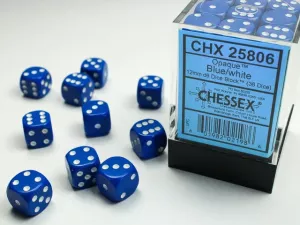 Opaque 12mm d6 Blue/white Dice Block Dice Block (36 dice)