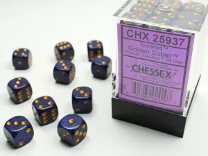 Speckled 12mm d6 Golden Cobalt Dice Block (36 dice)