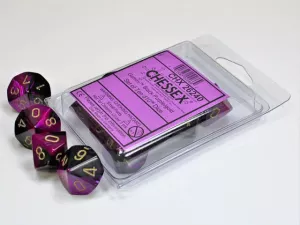 Gemini Black-Purple w/gold Set of Ten d10s