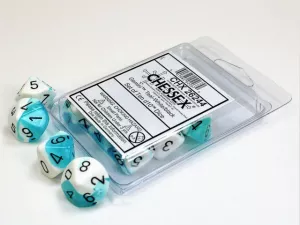 Gemini Teal-White/black Set of Ten d10s