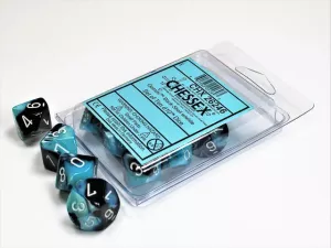 Gemini Black-Shell/white Set of Ten d10s