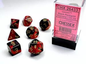 Gemini Polyhedral Black-Red/gold 7-Die Set