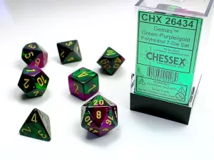 Gemini Polyhedral Green-Purple/gold 7-Die Set