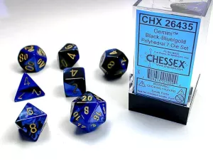Gemini Polyhedral Black-Blue/gold 7-Die Set