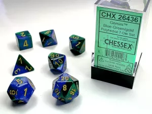 Gemini Polyhedral Blue-Green/gold 7-Die Set