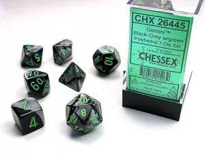 Gemini Polyhedral Black-Gray/green 7-Die Set