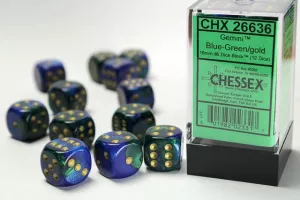 Gemini 16mm d6 Blue-Green/gold Dice Block (12 dice)