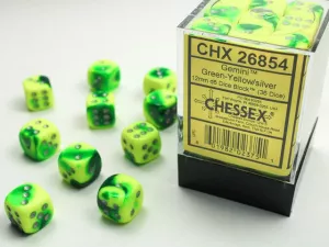 Gemini 12mm d6 Green-yellow/silver Dice Block (36 dice)