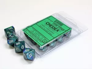 Festive Green w/silver Set of Ten d10s