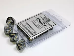 Lustrous Polyhedral Black w/gold Set of Ten d10