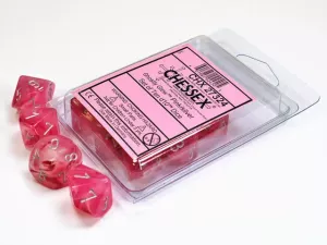 Ghostly Glow Pink/silver Set of Ten d10s
