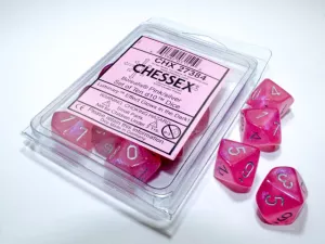 Borealis Pink/silver Luminary Set of Ten d10s
