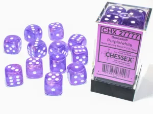 Borealis 16mm d6 Purple/white Luminary Dice BlockTM (12 dice)