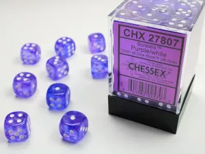 Borealis 12mm d6 Purple/white Dice Block (36 dice)