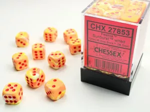 Festive 12mm d6 Sunburst/red Dice Block (36 dice)