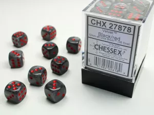 Velvet 12mm d6 Black/red Block (36 dice)