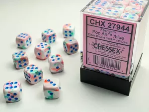 Festive 12mm d6 Pop-Art/blue Dice Block (36 dice)