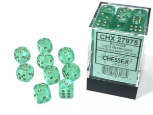 Borealis 12mm d6 Light Green/gold Luminary Dice BlockTM (36 dice)