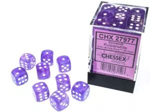 Borealis 12mm d6 Purple/white Luminary Dice BlockTM (36 dice)