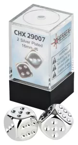 Silver Metallic look 16mm d6 Pair (2st)