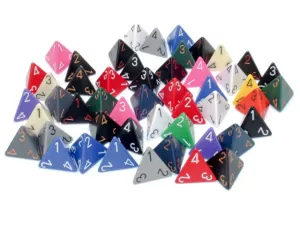 Opaque Bag of 50 Assorted Polyhedral d4 Dice