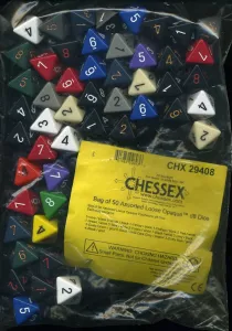 Opaque Bag of 50 Assorted Polyhedral d8 Dice