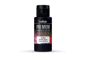 Vallejo Premium Airbrush Color: Metallic Black (60 ml)