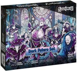 SQUIDMAR Vallejo Dark Future paint set 12 assorted game colors + figure