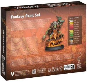 SQUIDMAR Vallejo Fantasy paint set,12 assorted game colors + figure