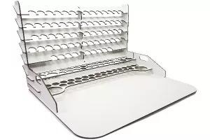 Paint display and work station with vertical storage 50 x 37 cm