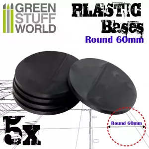 Plastic Bases - Round 60 mm BLACK (with slots for magnets)