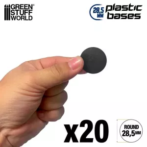 Plastic Bases - Round 28.5mm BLACK (with slots for magnets)