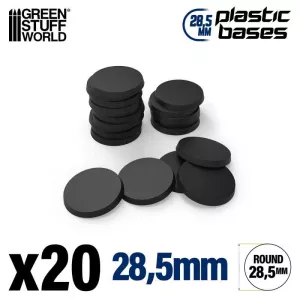 Plastic Bases - Round 28.5mm BLACK (with slots for magnets)